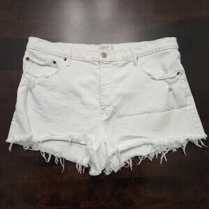 Abercrombie & Fitch White Distressed Denim Shorts